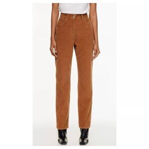 Denim Forum Joni High Rise Relaxed Fit Teddy Brown Cute Ribbed Corduroy Trousers